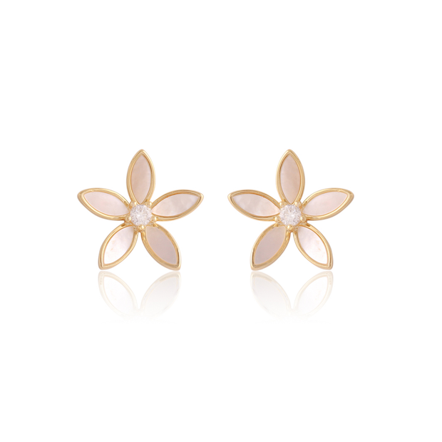 Pointed Mother of Pearl Flower Stud