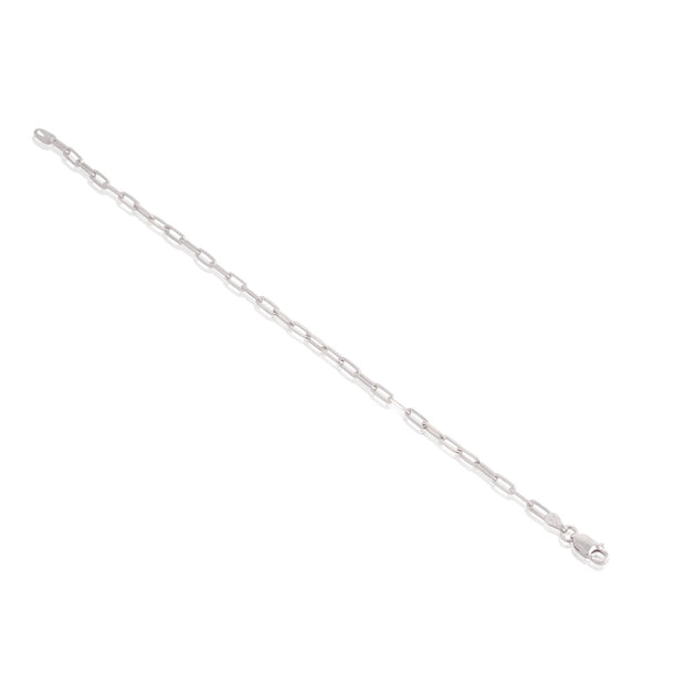 Delicate Polished Paperclip Layering Bracelet in White Gold