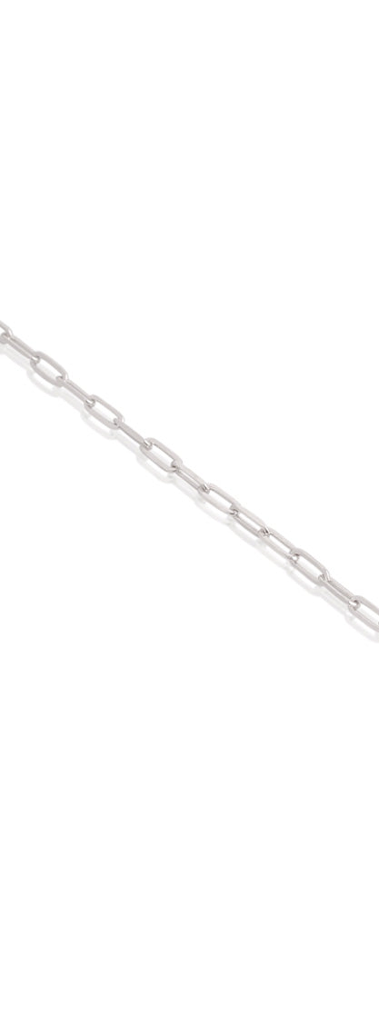 Delicate Polished Paperclip Layering Bracelet in White Gold