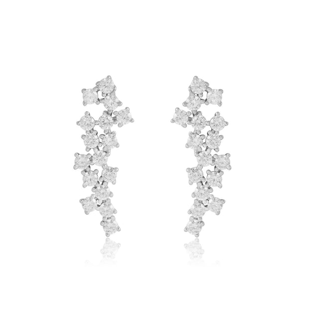 Petite Cluster Vine CZ Studs in White Gold