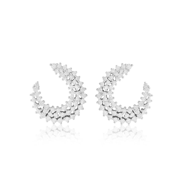 Prong Set Cluster Small J Earrings in White Gold