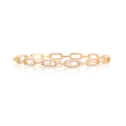 Pave Paperclip CZ Bangle in Yellow Gold