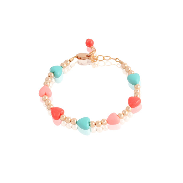 Multi Enamel Hearts Beaded Bracelet