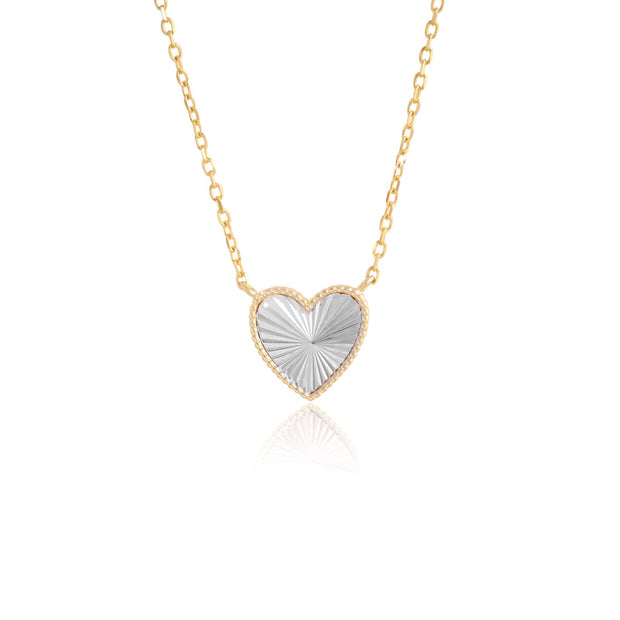 Two-Tone Diamond Cut Heart Pendant