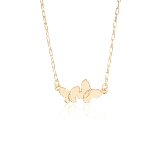 Double Polished Butterfly Delicate Paperclip Necklace