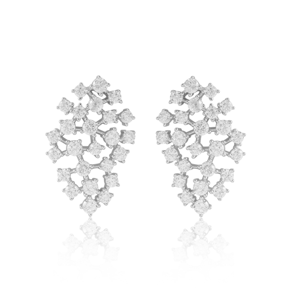 Pear-Shaped Vine CZ Earrings in White Gold