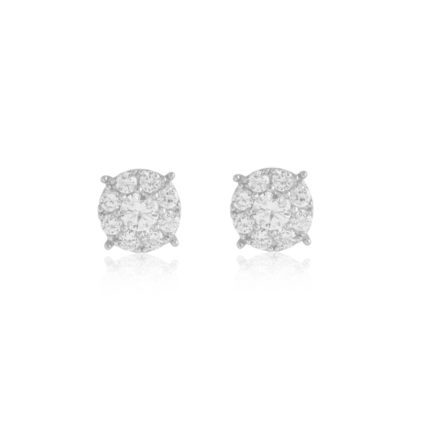9mm Halo Studs in White Gold
