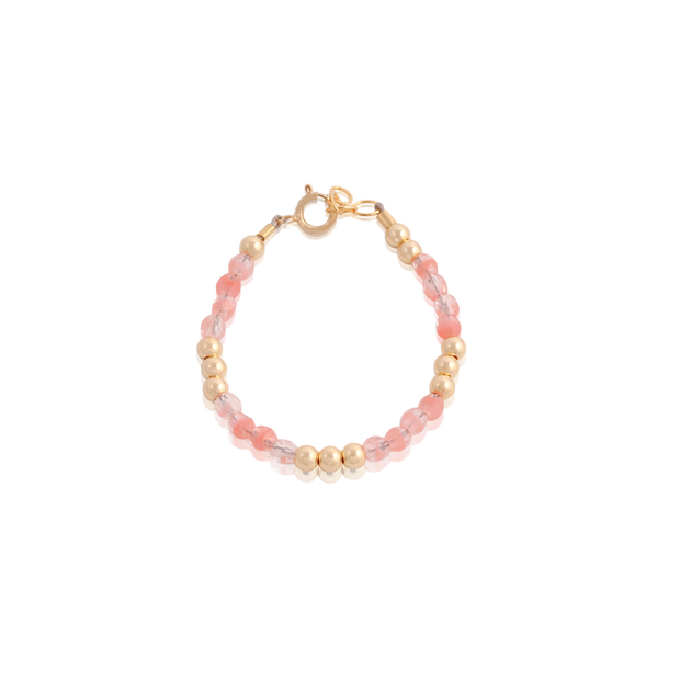 Peach Czeck & Gold filled Beaded Bracelets