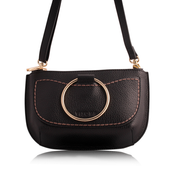 VISONA Black Flat Cross Leather Bag