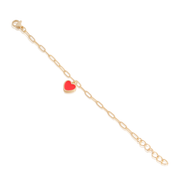 Single Enamel Heart Charm Paperclip Bracelet