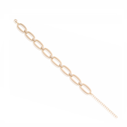 Elongated Oval Matte CZ Connector Linked Bracelet