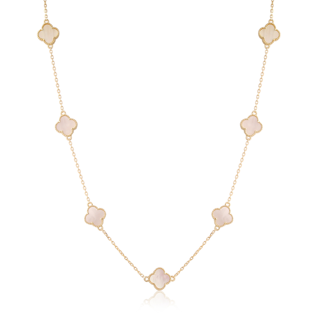 Long Clover Necklace in Yellow Gold