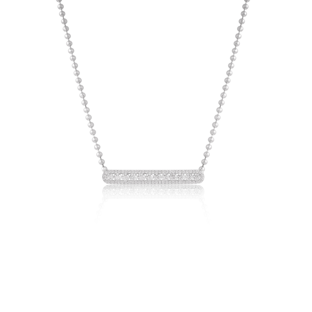 Rectangular Bar with Cz Stones  Ball Chain