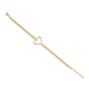 CZ Hearts on Ball Bracelet in Yellow Gold