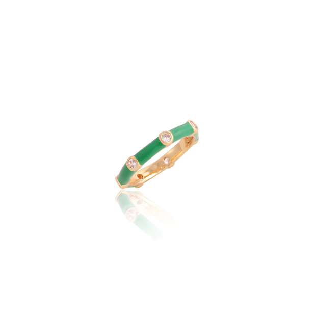 Zoe Enamel CZ Ring in Green