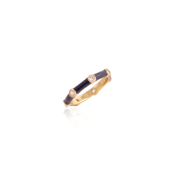 Zoe Enamel CZ Ring in Navy