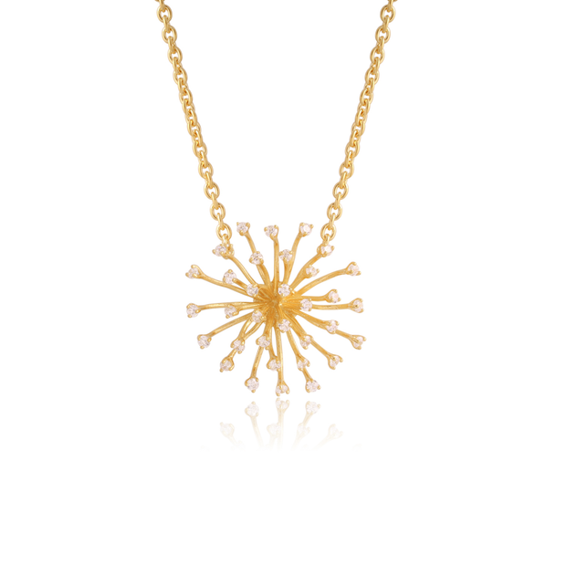 BIJOUX Large CZ Starburst 3D Pendant in Yellow Gold