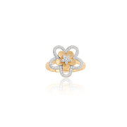 CZ Outline Matte Flower Adjustable Ring in Two -Tone