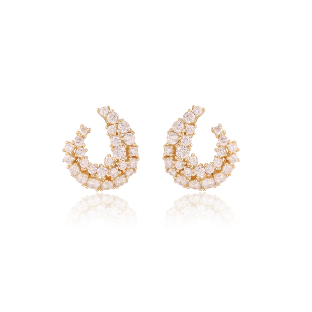 Small Cluster J Earrings in Yellow Gold