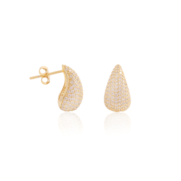 Trending Small Pave Teardrop Earrings in Yellow Gold