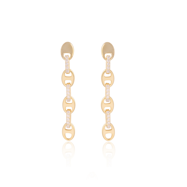 Gucci Inspired Link Drop Earrings in Yellow Gold