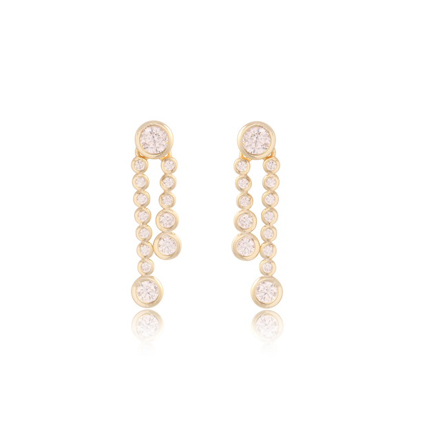 Bezel-Set CZ Tennis Drop Earring in Yellow Gold