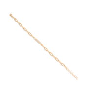 Pave Bar on Paperclip Bracelet in Yellow Gold