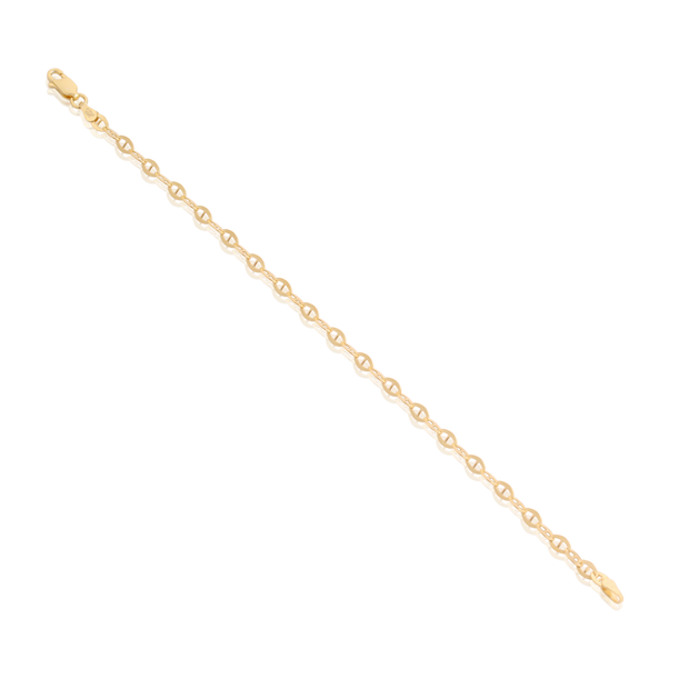 Thin Designer Inspired Cut Link Bracelet in Yellow Gold