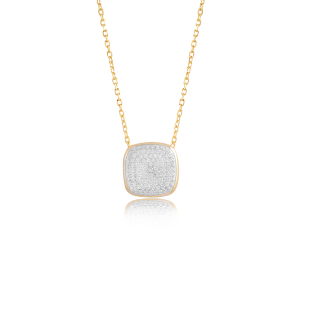 Square Think Two-Tone Pave Necklace