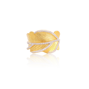 CZ & Textured Wrap Leaf Ring