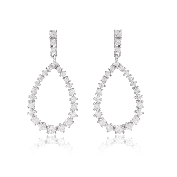 Prong Set Classic Teardrop Earring in White Gold