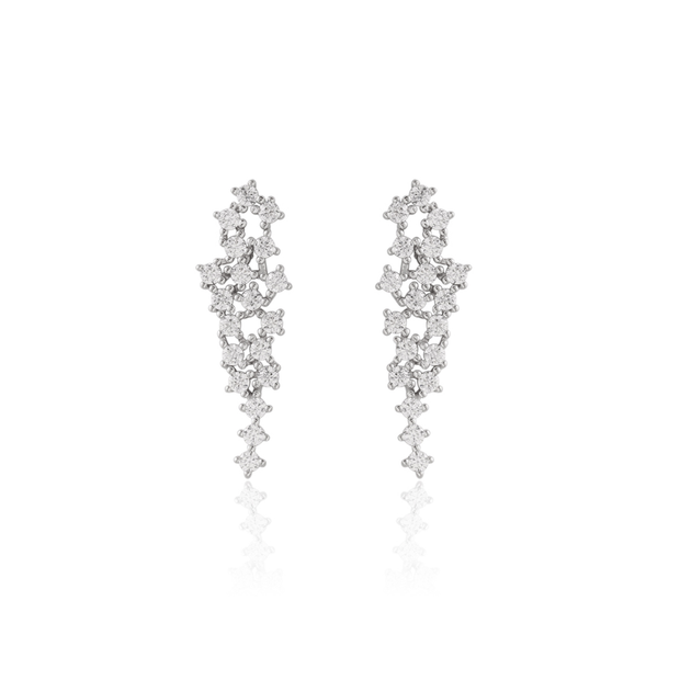 Pointed Cluster CZ Earring in White Gold