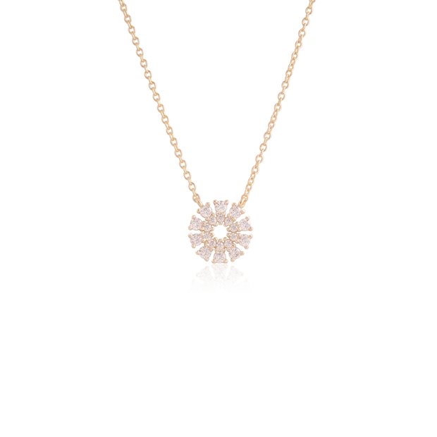 CZ Small Burst Pendant in Yellow Gold