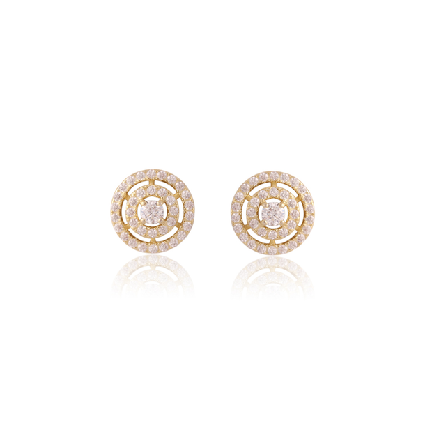 Yellow Gold CZ Double Spaced Halo Stud