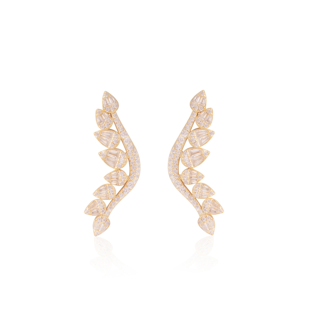 Teardrop CZ Statement Earrings in Yellow  Gold