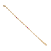 Polished Gold Ball & Bezel Set Garnet Stone Bracelet