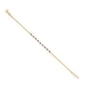 Center Sapphire CZ Beaded Bracelet in Yellow Gold