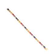 Rainbow CZ Oval Bracelet in Yellow Gold