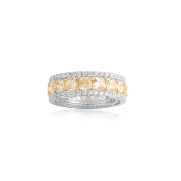 Elegant CZ & Citrine Diamond Ring