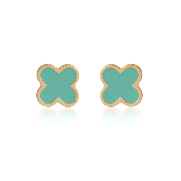 FRANCESCA Cloverleaf Mini Studs in Aqua