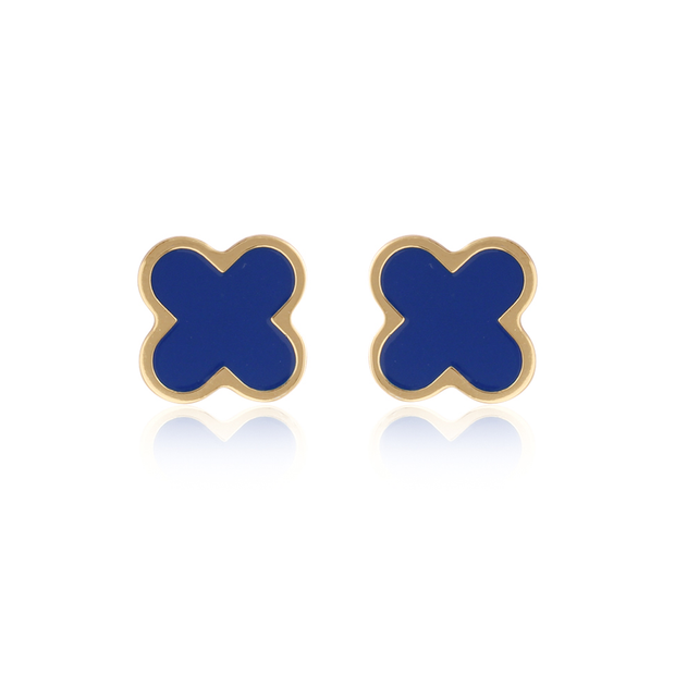 FRANCESCA Cloverleaf Mini Studs in Navy