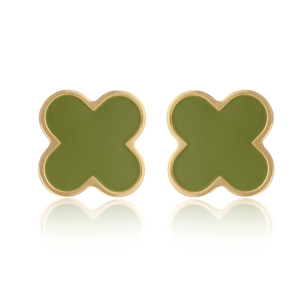 FRANCESCA Cloverleaf Oversized Studs in Pistachio
