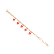 Five Red Charm Enamel Beaded Bracelet