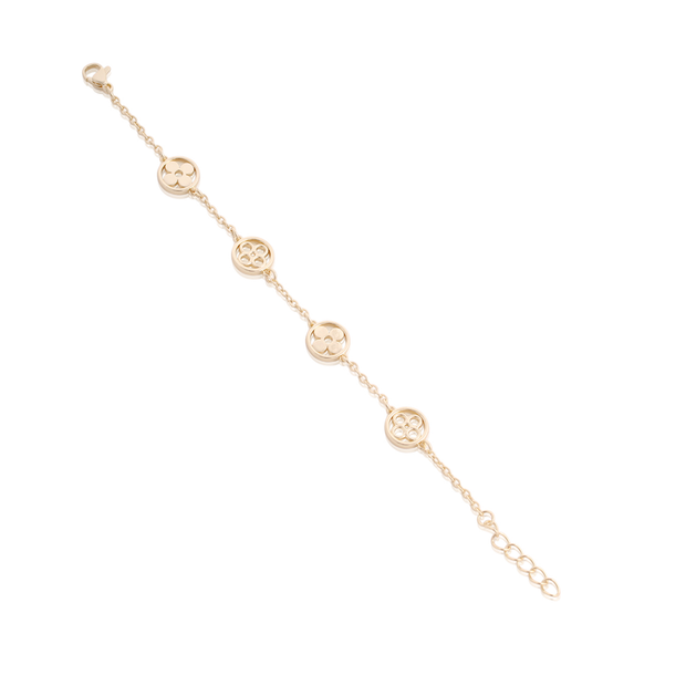 Open Cutout & Polished Circles Clover Bracelet