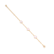 Petite Triple MOP Heart Paperclip Bracelet in Yellow Gold