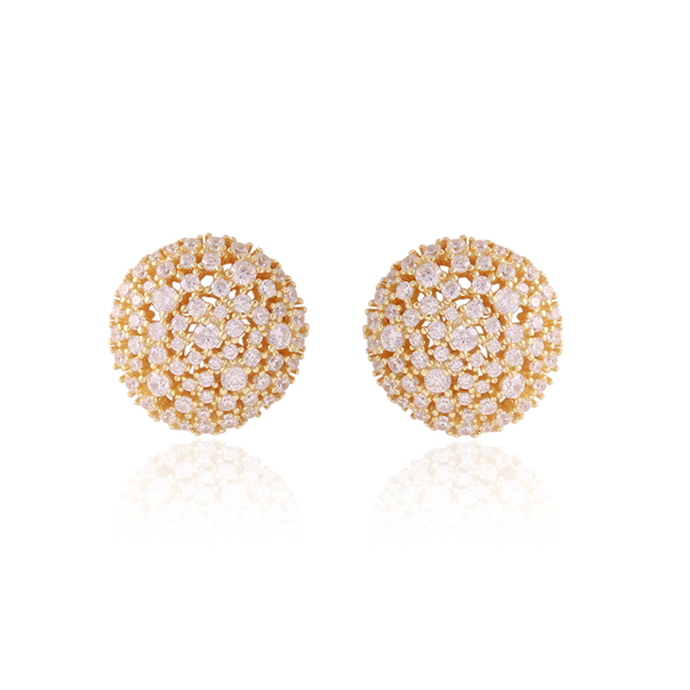 Cluster CZ Dome Studs in Yellow Gold