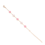 Pink & White Enamel Flower Bracelet