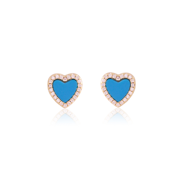 Mini Turq Heart Screw Studs