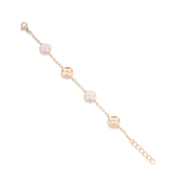 Polished & White Enamel Circles Clover Bracelet