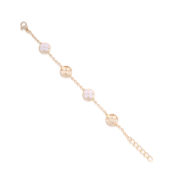Polished & White Enamel Circles Clover Bracelet